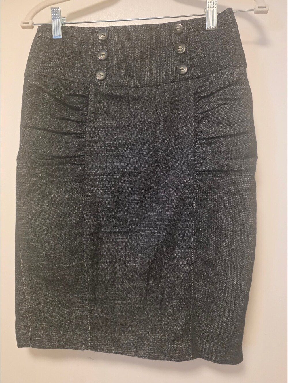 BCX Distressed Black Midi Skirt
